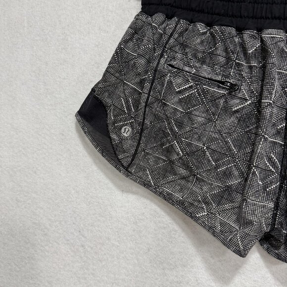 Lululemon Shorts Womens 8 Black Gray Reflective Running Built-In Liner Pocket - Picture 7 of 9